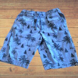Airwalk Blue Palm Trees Sail Boats Boy Shorts Drawstring w/ Pockets size 10